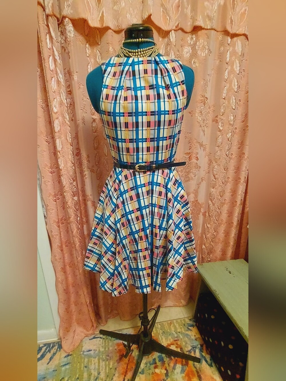 'Closet London' Plaid Fit n Flare Dress